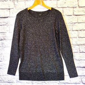 Apt 9 Shimmer Glitter Lightweight Black Sweater Top Long Sleeves Festive Size S